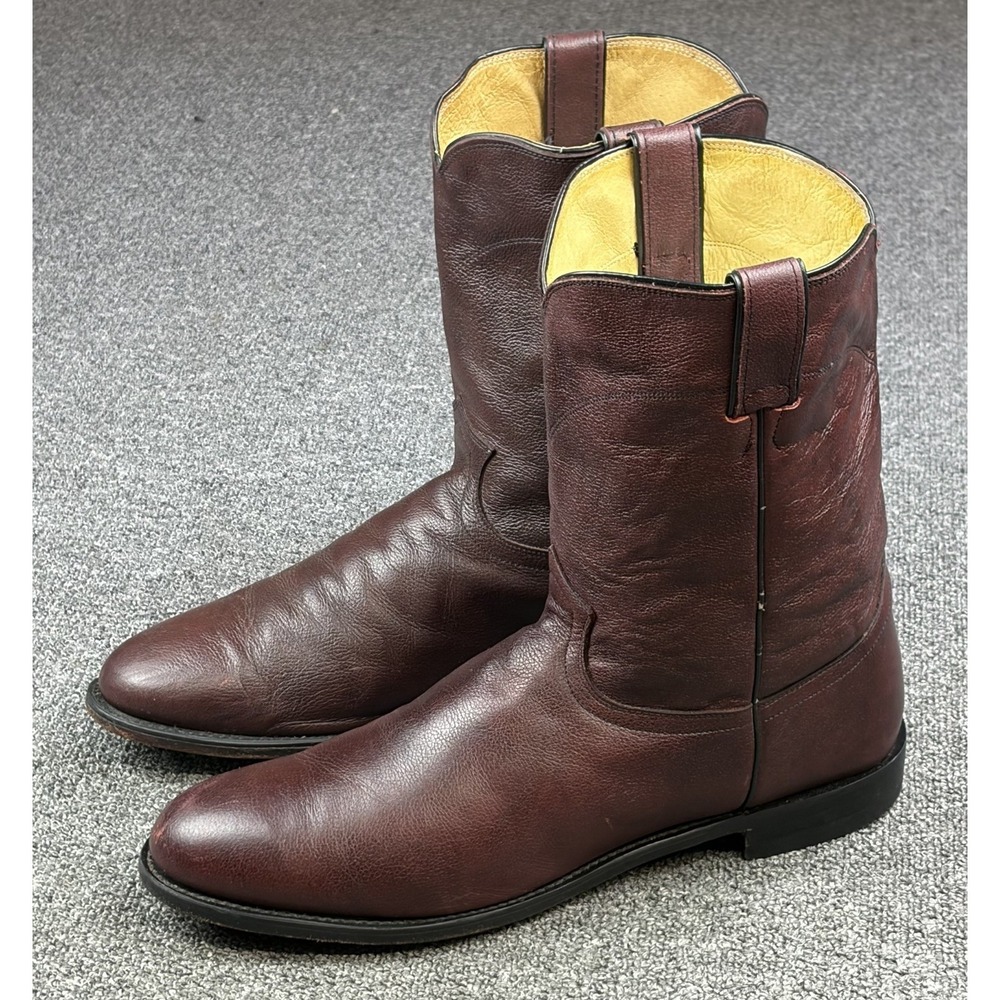 Vintage Justin 3435 Cowboy Boots Mens 13D Burgundy Leather Western Roper USA